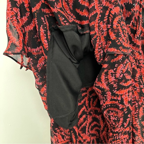 Eva Blue Dress Size 8 Petite Black Red Beaded Sequin Y2K Asymmetrical Whimsygoth - Picture 4 of 11